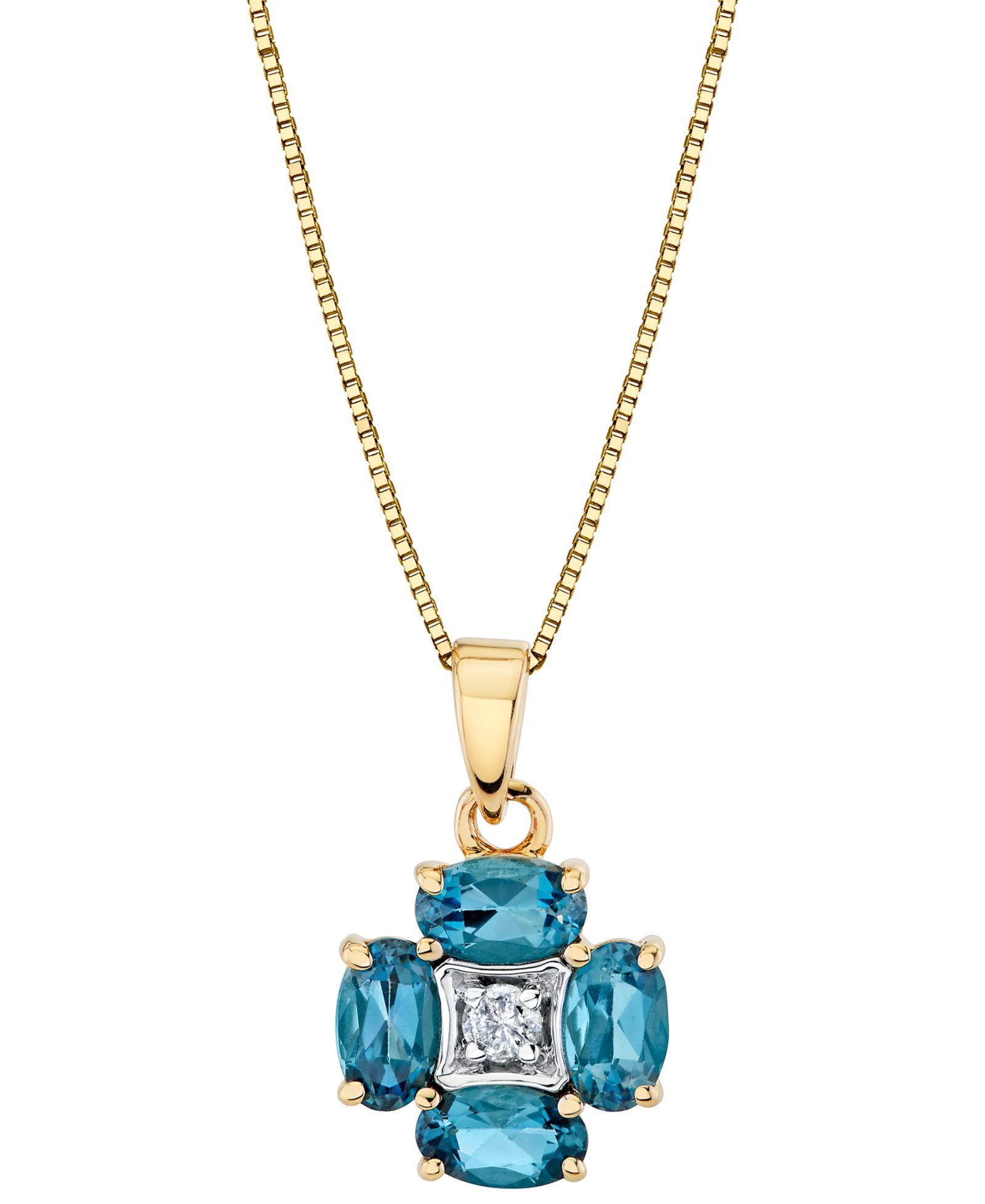 Подвеска Macy's Blue Topaz (1-3/8 ct. t.w.) & Diamond Accent в 14k Yellow Gold