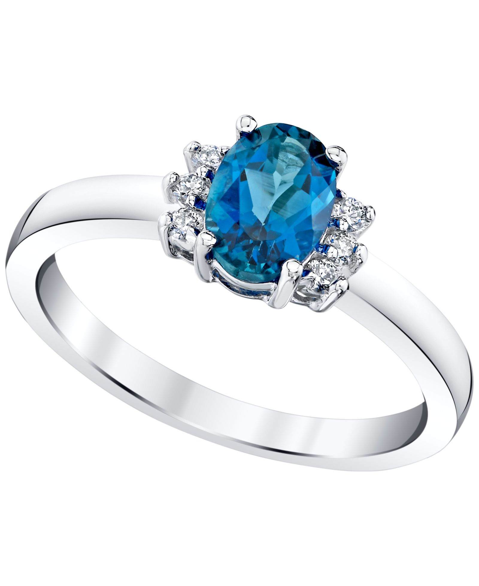 Кольцо Macy's Blue Topaz & Diamond в 14k White Gold