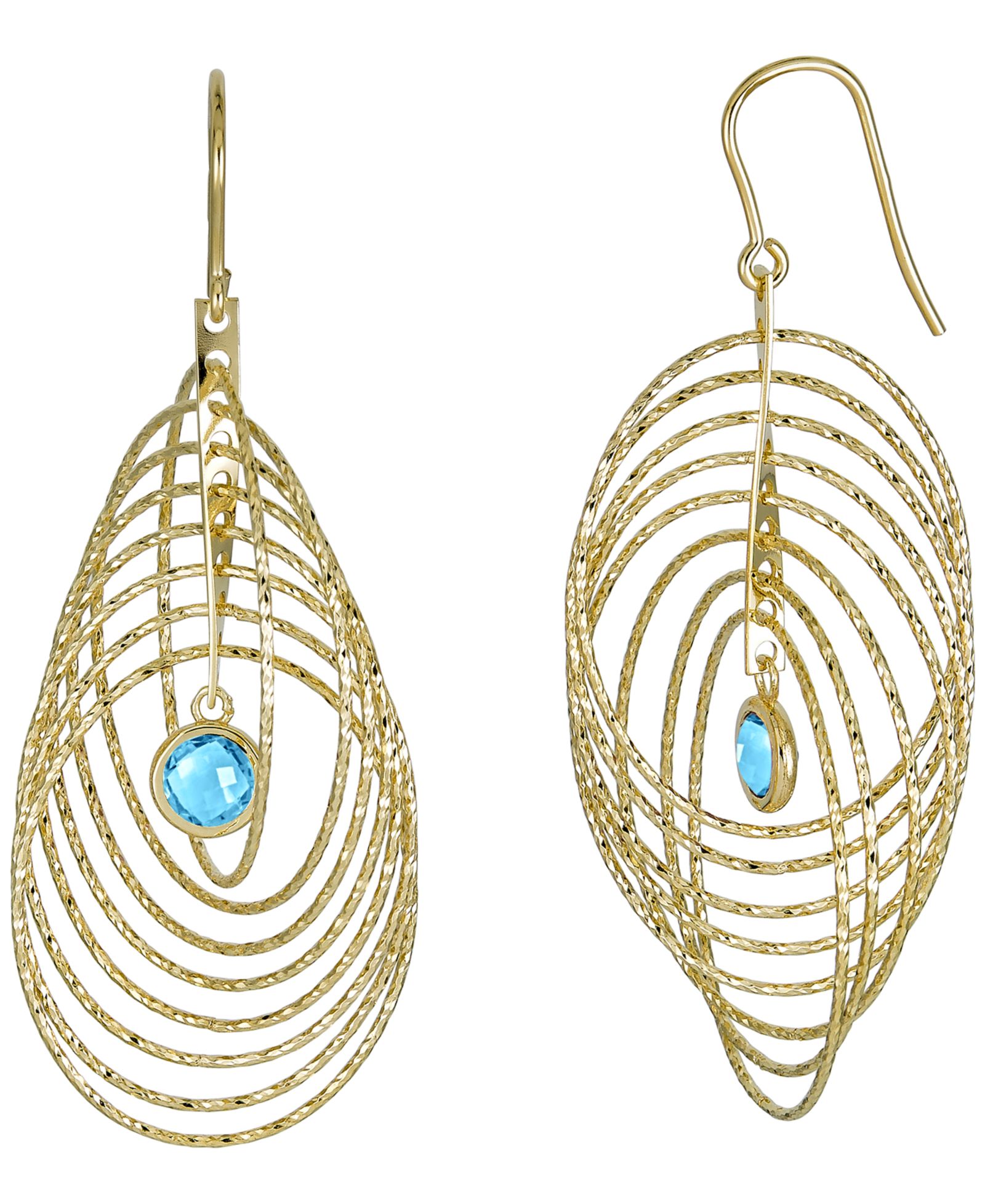 Macy's Sky Blue Topaz (2 ct. t.w.) Bezel Spiral Drop Earrings in 14k Gold-Plated Sterling Silver (Also Available in Citrine)
