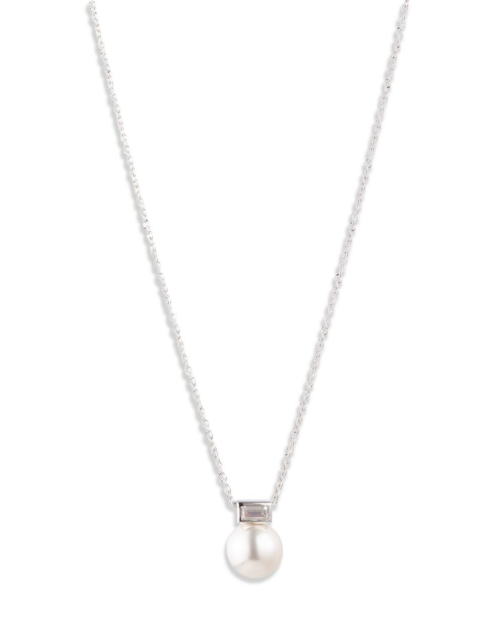 Lauren Ralph Lauren Cubic Zirconia & Imitation Pearl Sterling Silver Pendant Necklace