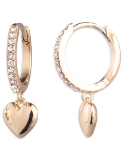 Lauren Ralph Lauren серьги-кольца Puffy Heart Glass Stone
