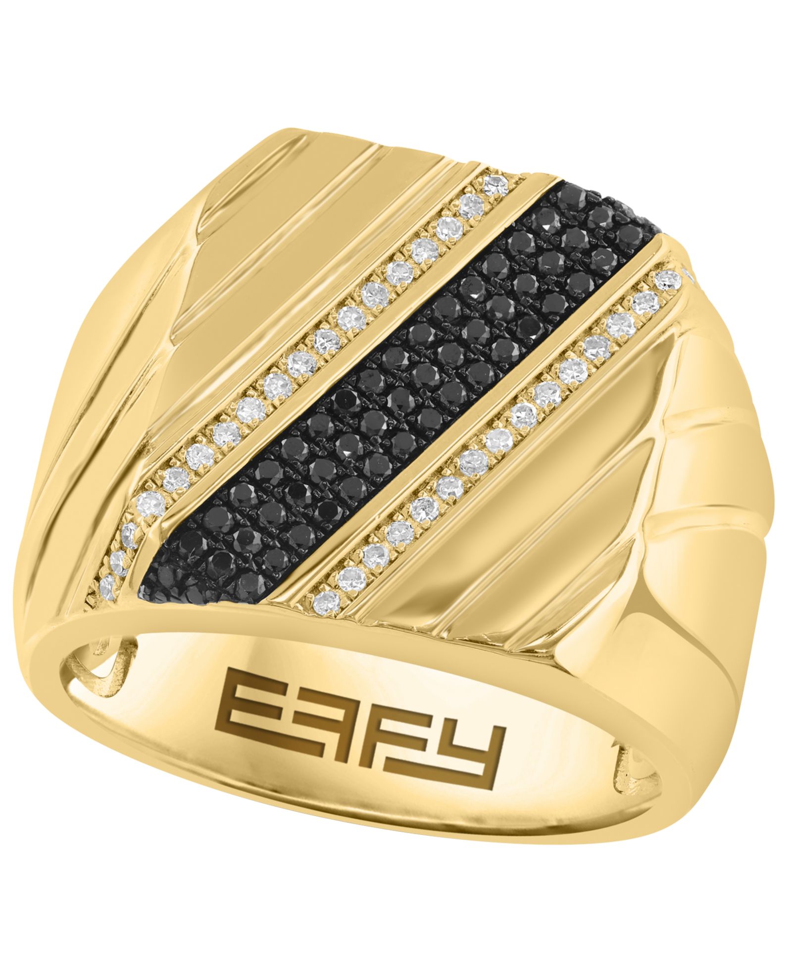 EFFY Collection Men's Diamond (3/8 ct. t.w.) Ring in 14k Gold over Silver