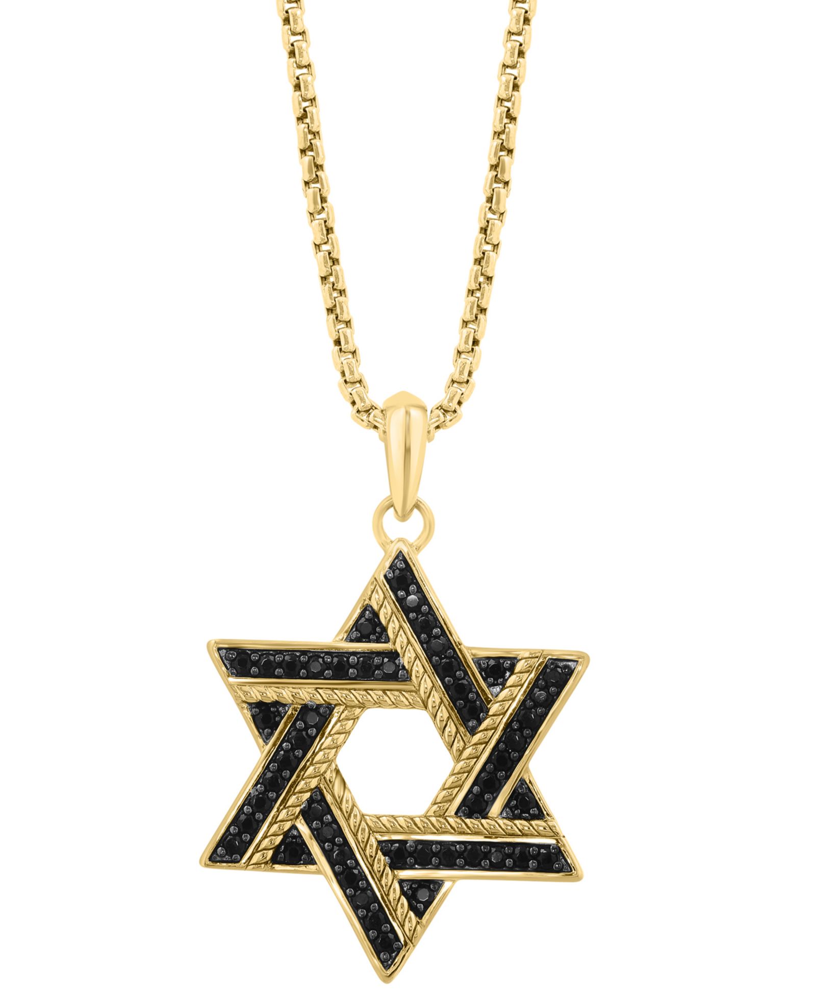 Мужская подвеска-кулон EFFY Collection Black Spinel Star of David в Gold Over Silver
