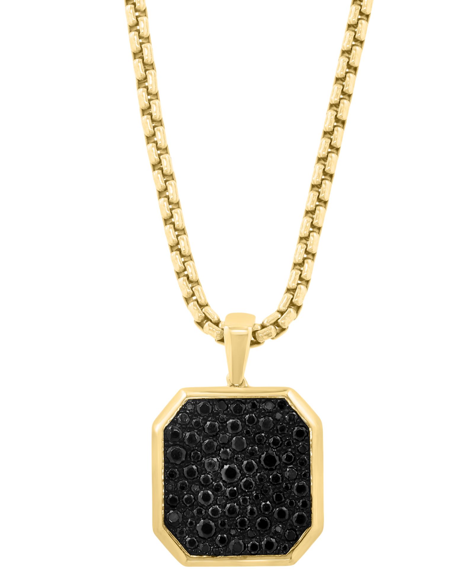 EFFY Collection Men's Black Spinel Pendant Necklace (1-5/8 ct. t.w.) in Gold Over Silver