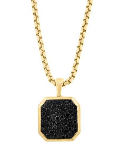 EFFY Collection Men's Black Spinel Pendant Necklace (1-5/8 ct. t.w.) in Gold Over Silver