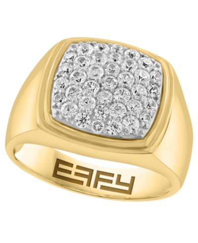 Мужское кольцо EFFY Collection с белым цирконом в 14k золоте поверх серебра