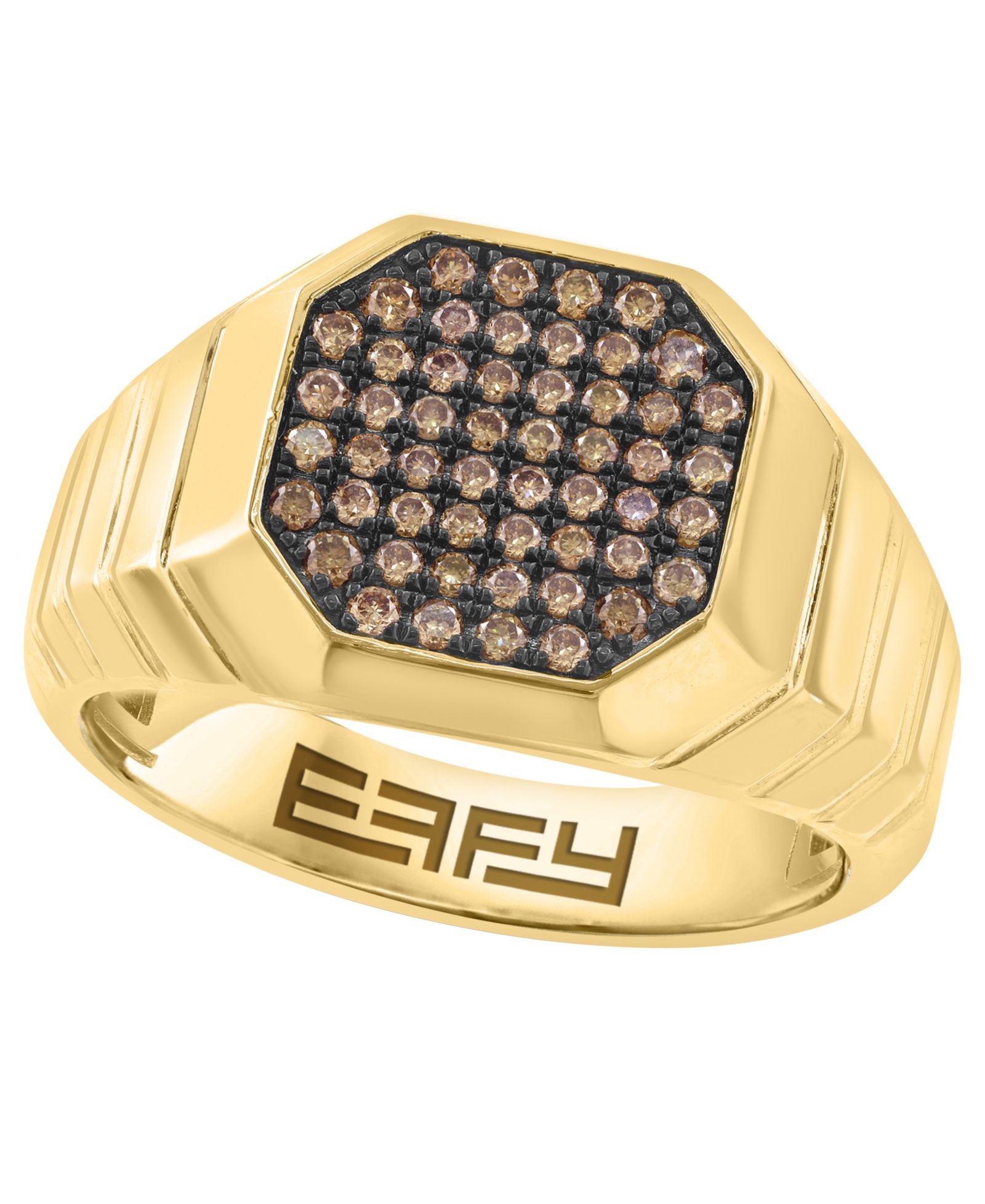 EFFY Collection Men's Brown Diamond Ring (1/2 ct. t.w.) in 14k Gold over Silver