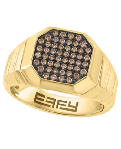 EFFY Collection Мужское кольцо с коричневым бриллиантом (1/2 ct. t.w.) в 14k золоте поверх серебра