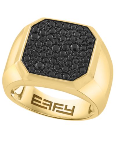 Кольцо EFFY Collection Black Spinel 14k Gold over Silver Мужской