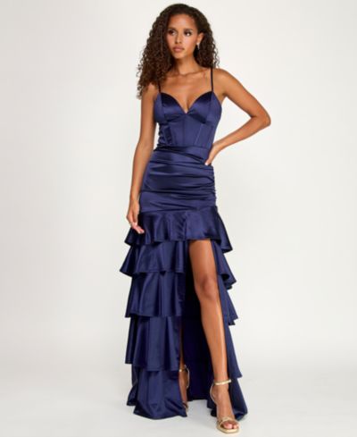 Вечернее платье Emerald Sundae Juniors' V-Neck Tiered Skirt Gown