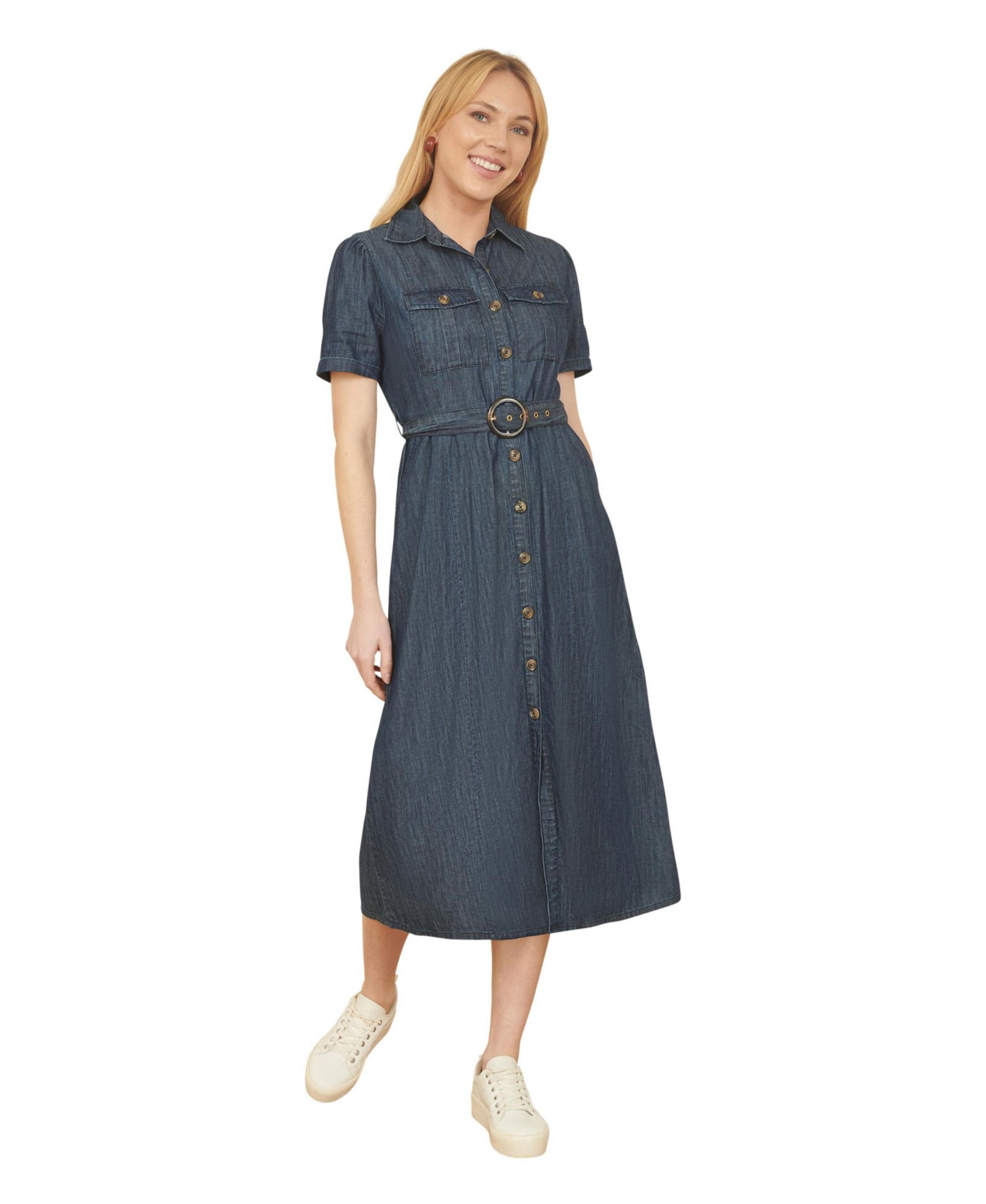 Yumi Женское платье-рубачка из денима Chambray Utility Midi