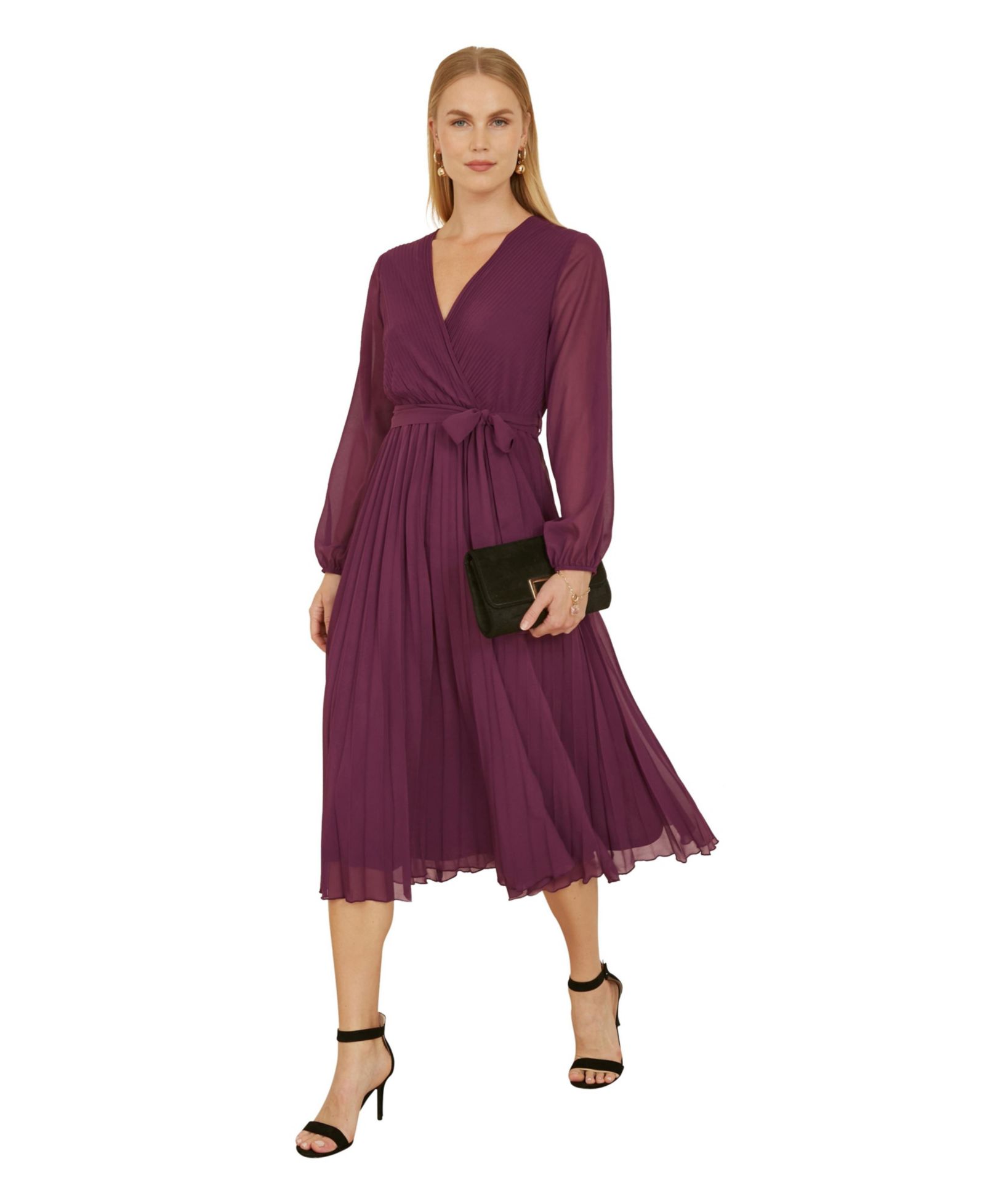 Женское платье Yumi Long Sleeved Pleated Midi Wrap