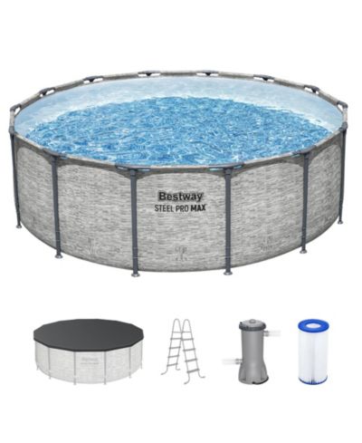 Bestway Steel Pro MAX 14'x48" Round Above Ground Swimming Pool with Pump and Cover