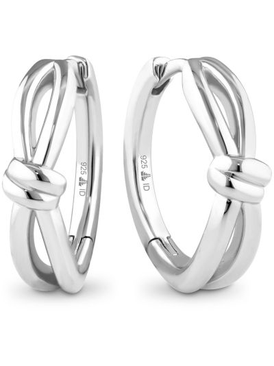 Devata Love Knot Hoop Earrings in Rhodium Plated Sterling