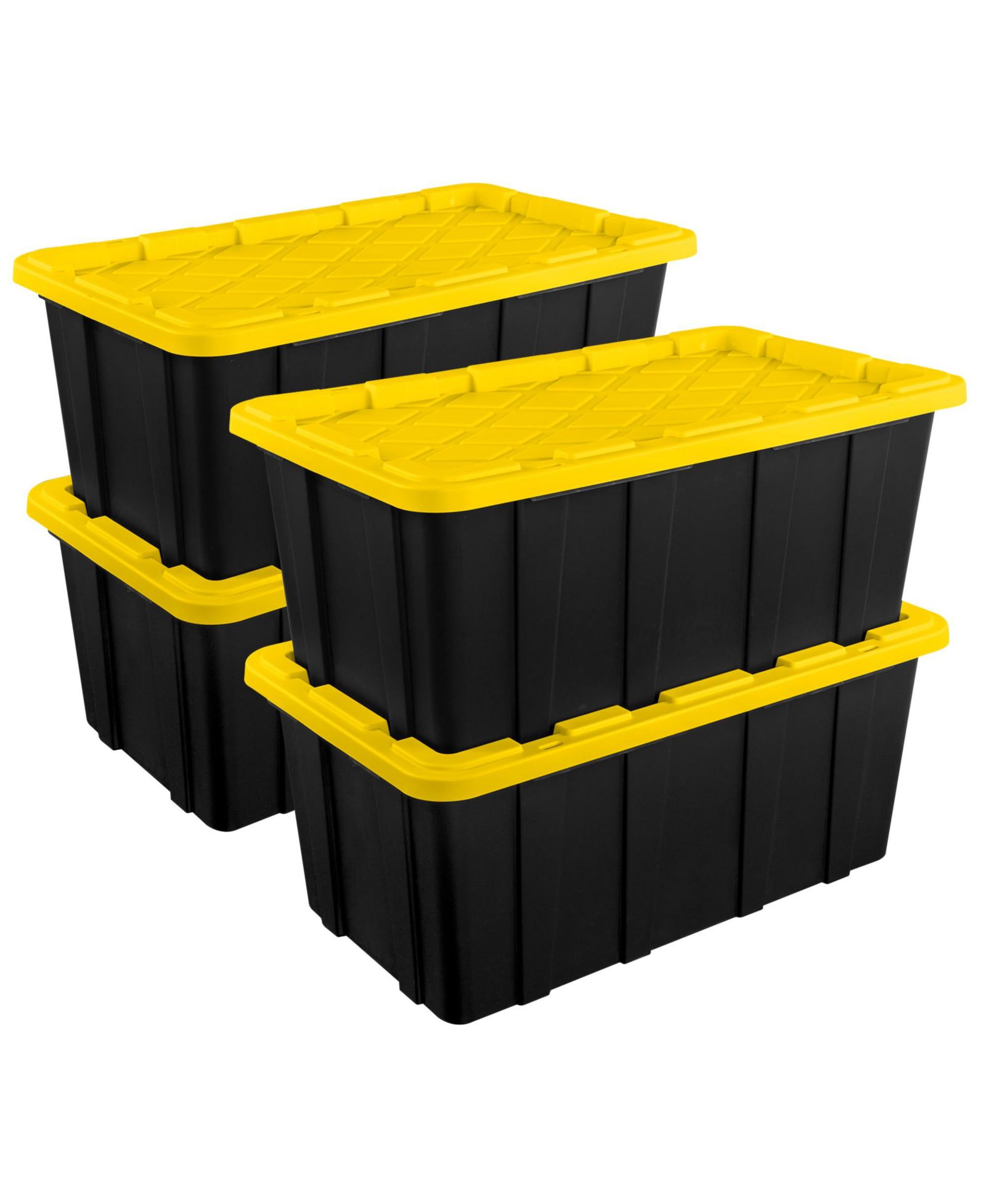 Sterilite 38 Gallon 4 Pack Industrial Stackable Storage Tote Lidded Containers