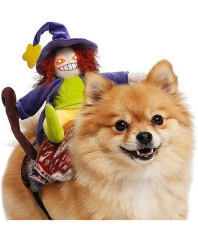 Nocciola Howling Witch Dog Halloween Costume with Spooky Sound, Funny Dog Outfit with Creepy Laughing Witch, Dog Costume for All Breeds (Small)