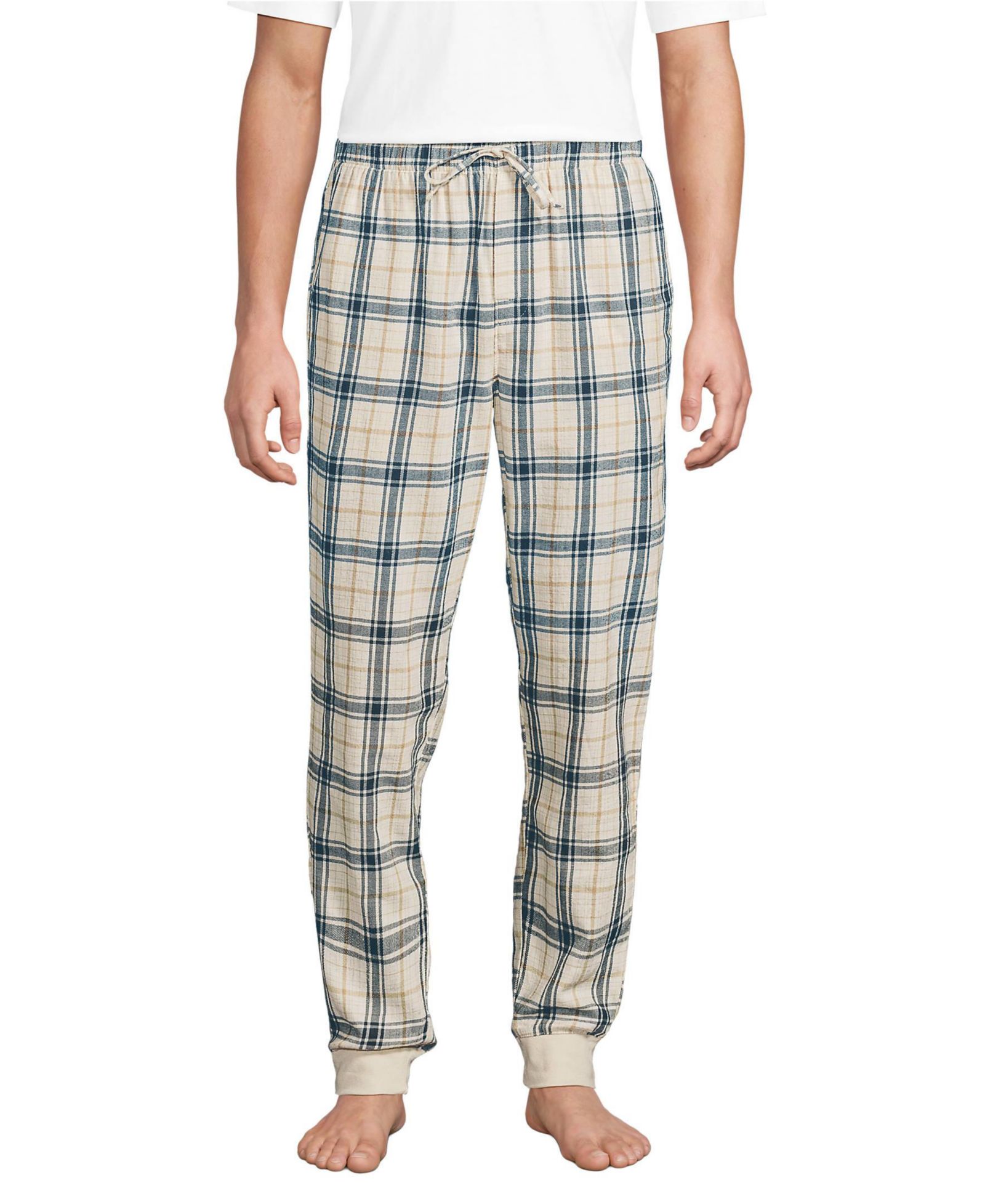 Lands' End Мужские Flannel Jogger Pajama Pants