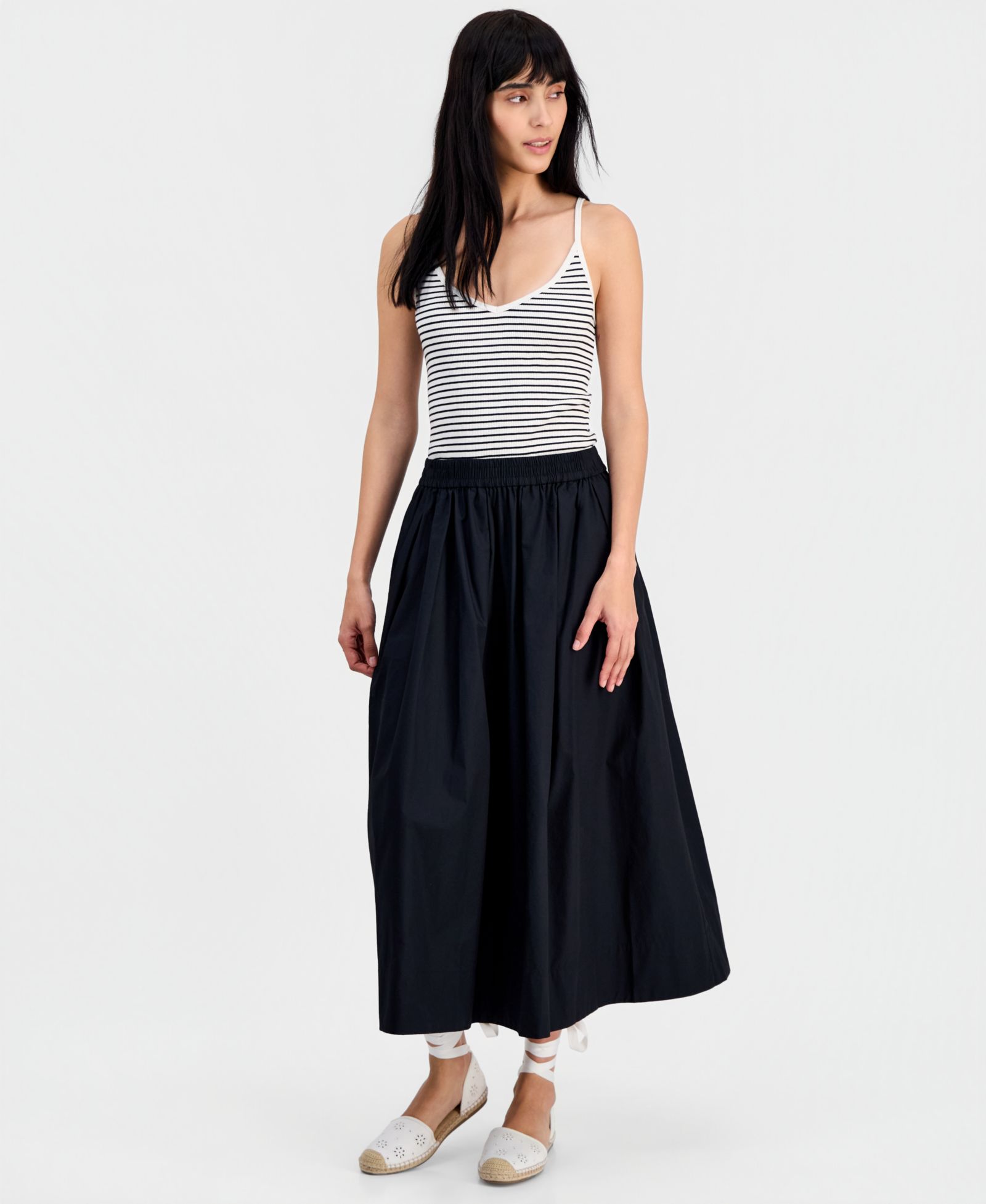 On 34th Women's Pull-On Cotton Poplin Midi Skirt, Macy's Exclusive