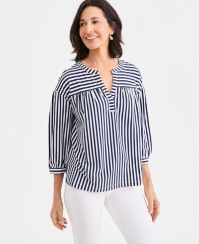 Трикотажный топ Style & Co Petite с рукавами 3/4-Puff-Sleeve