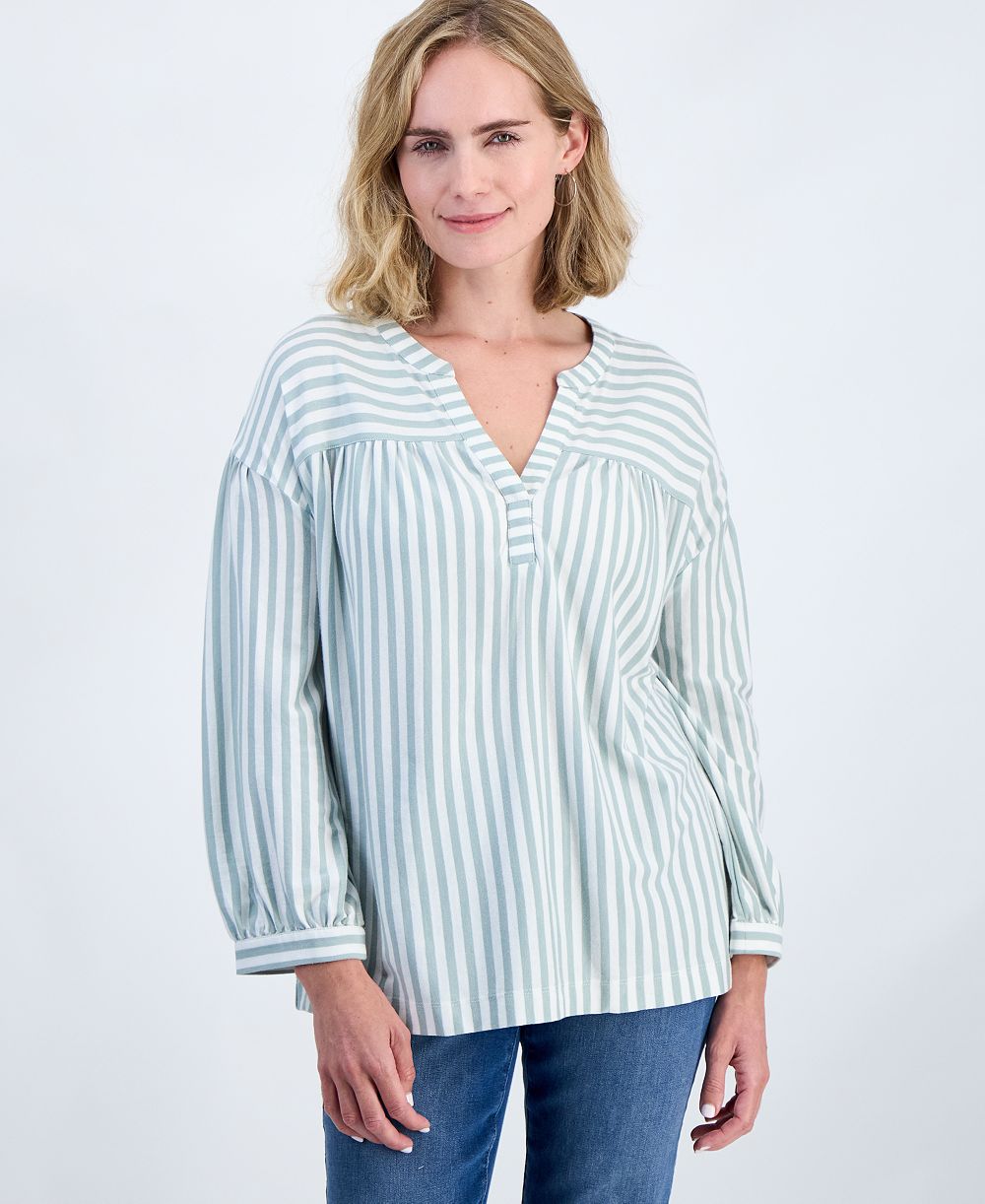 Style & Co Petite 3/4-Puff-Sleeve Knit Top, Macy's Exclusive