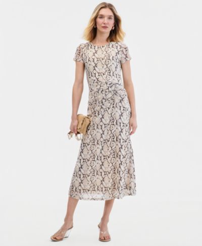 I.N.C. International Concepts Women's Short-Sleeve Mesh Midi Dress, Macy's Exclusive