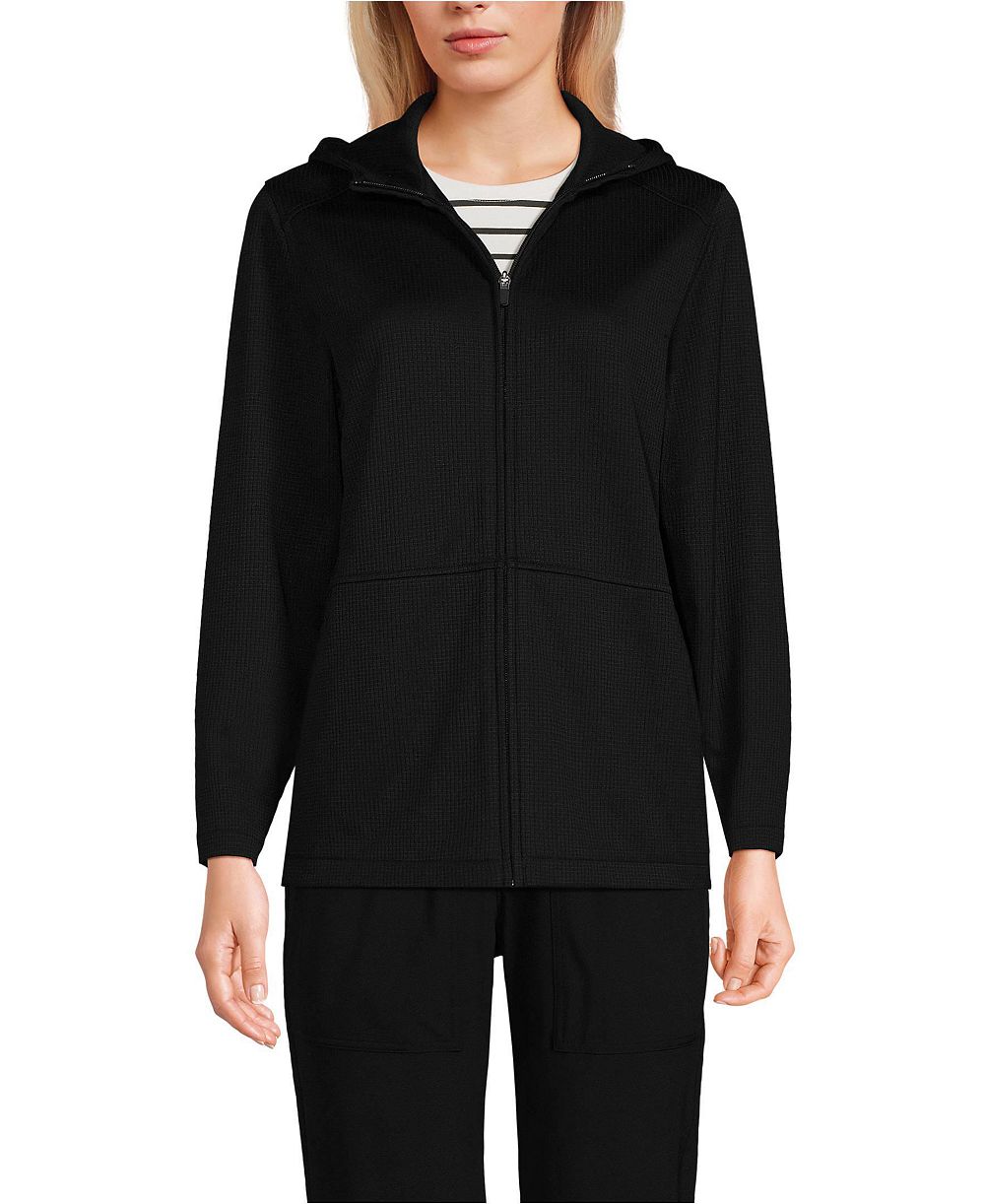 Lands' End Men's Unisex Grid Tech Hooded Zip Front Jacket