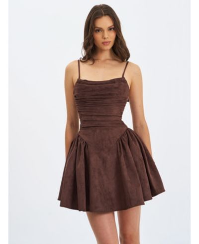 Miss Circle мини-платье Women's Raisa Mahogany Suede Ruched