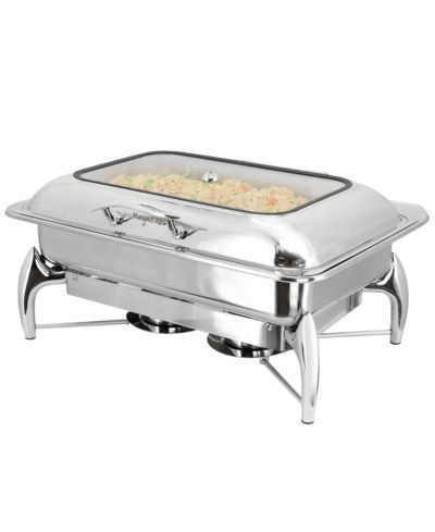 MegaChef 9.5 Quart Stainless Steel Rectangle Professional Chafing Dish/Food Warmer/Buffet Server Serving Trays