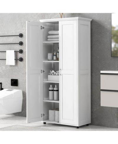 sumyeg Storage Cabinet with Two Doors for Bathroom, Office, Adjustable Shelf, MDF Board