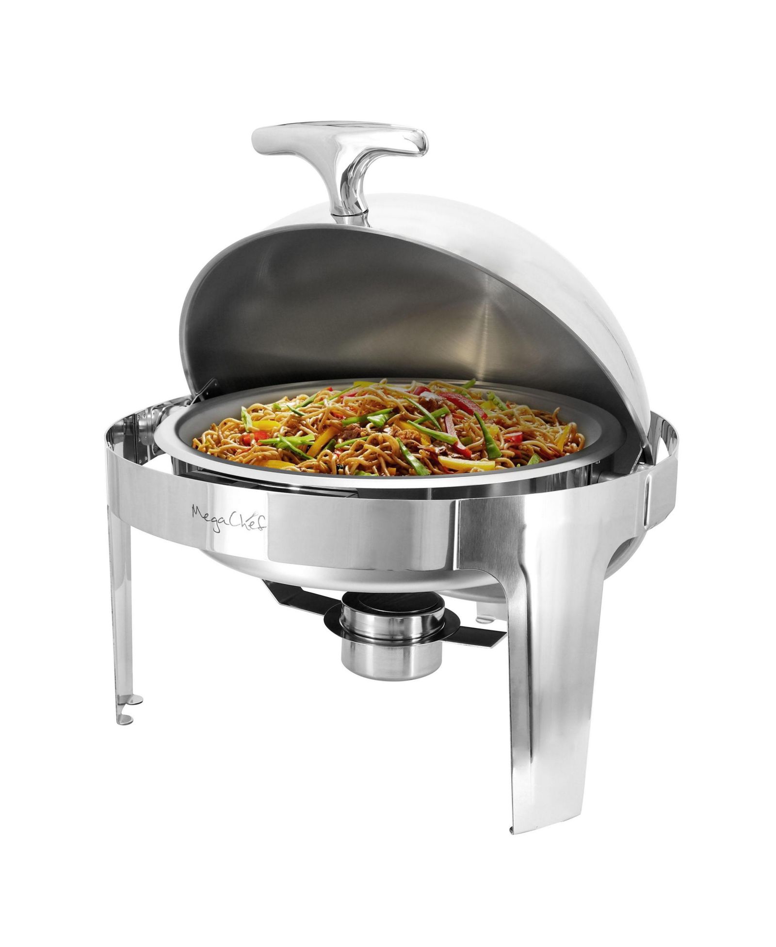 Профессиональная мармита MegaChef 6.3 Quart Round Stainless Steel Dome Roll Top Chafing Dish