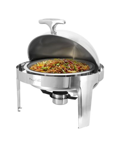 Профессиональная мармита MegaChef 6.3 Quart Round Stainless Steel Dome Roll Top Chafing Dish