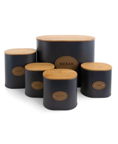 MegaChef Kitchen Food Storage and Organization 5 Piece Canister Set with Bamboo Lids