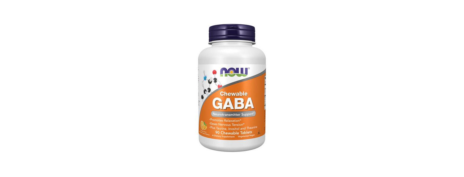 NOW Foods GABA, 250 mg, апельсиновый вкус, 90 жевательных таблеток
