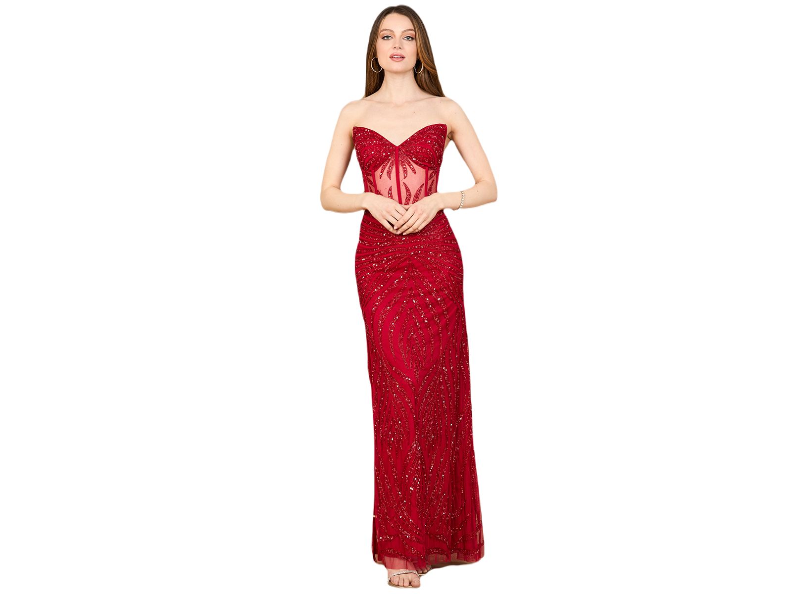 Женское вечернее платье Lara Beaded Corset Prom Dress с разрезом