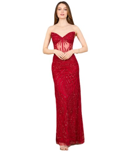 Женское вечернее платье Lara Beaded Corset Prom Dress с разрезом