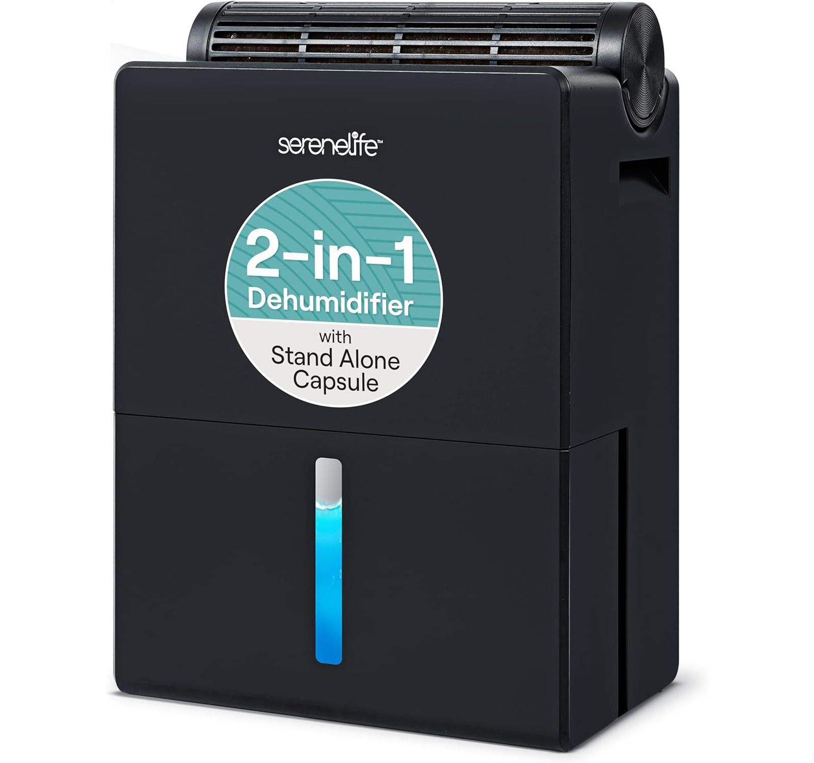 SereneLife 2-in-1 Portable Dehumidifier with Removable Cylinder & Drying Base