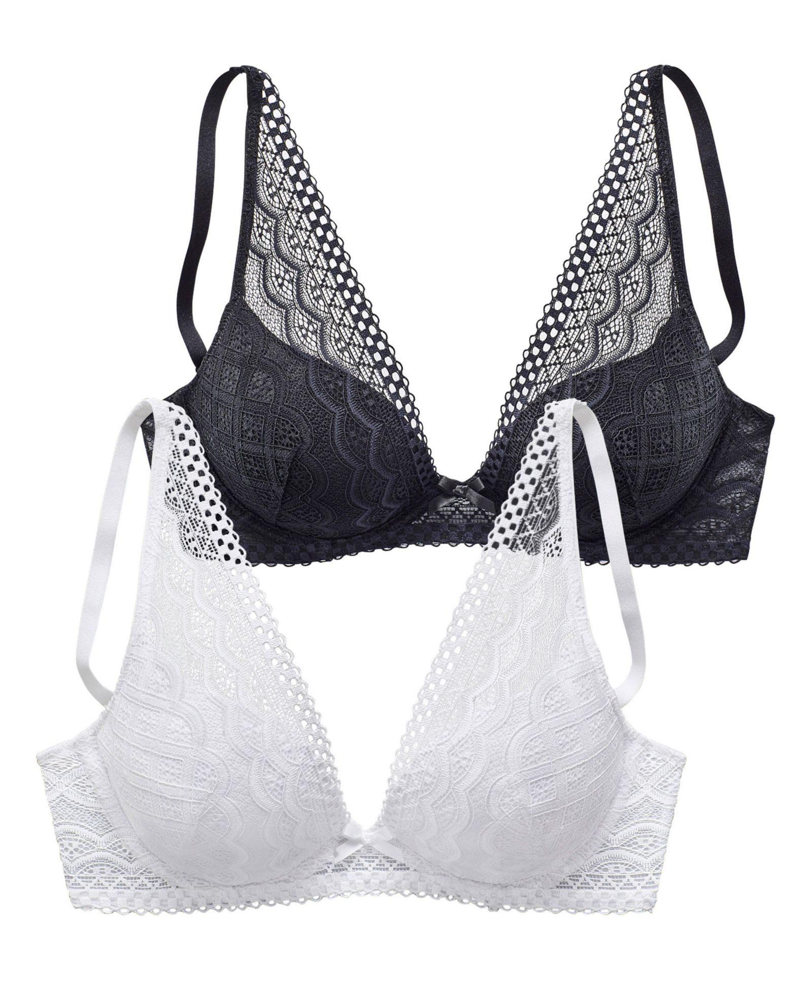 LASCANA Women's 2-Pack Lace Underwire Push-Up Padded Push-Up Bra