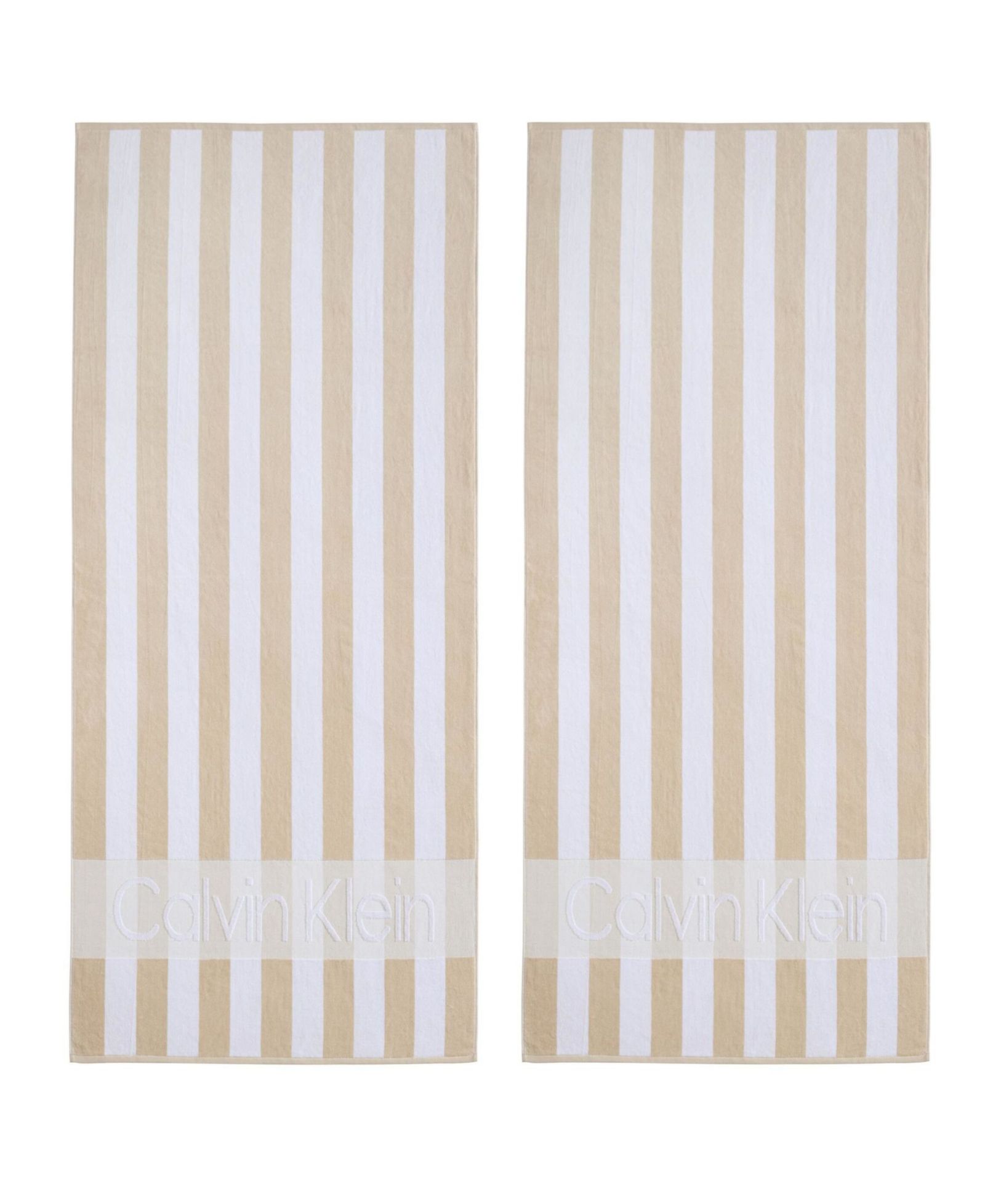 Calvin Klein Beach Stripe Logo Cotton 2-Pc. Beach Towel Set, 70" x 40"