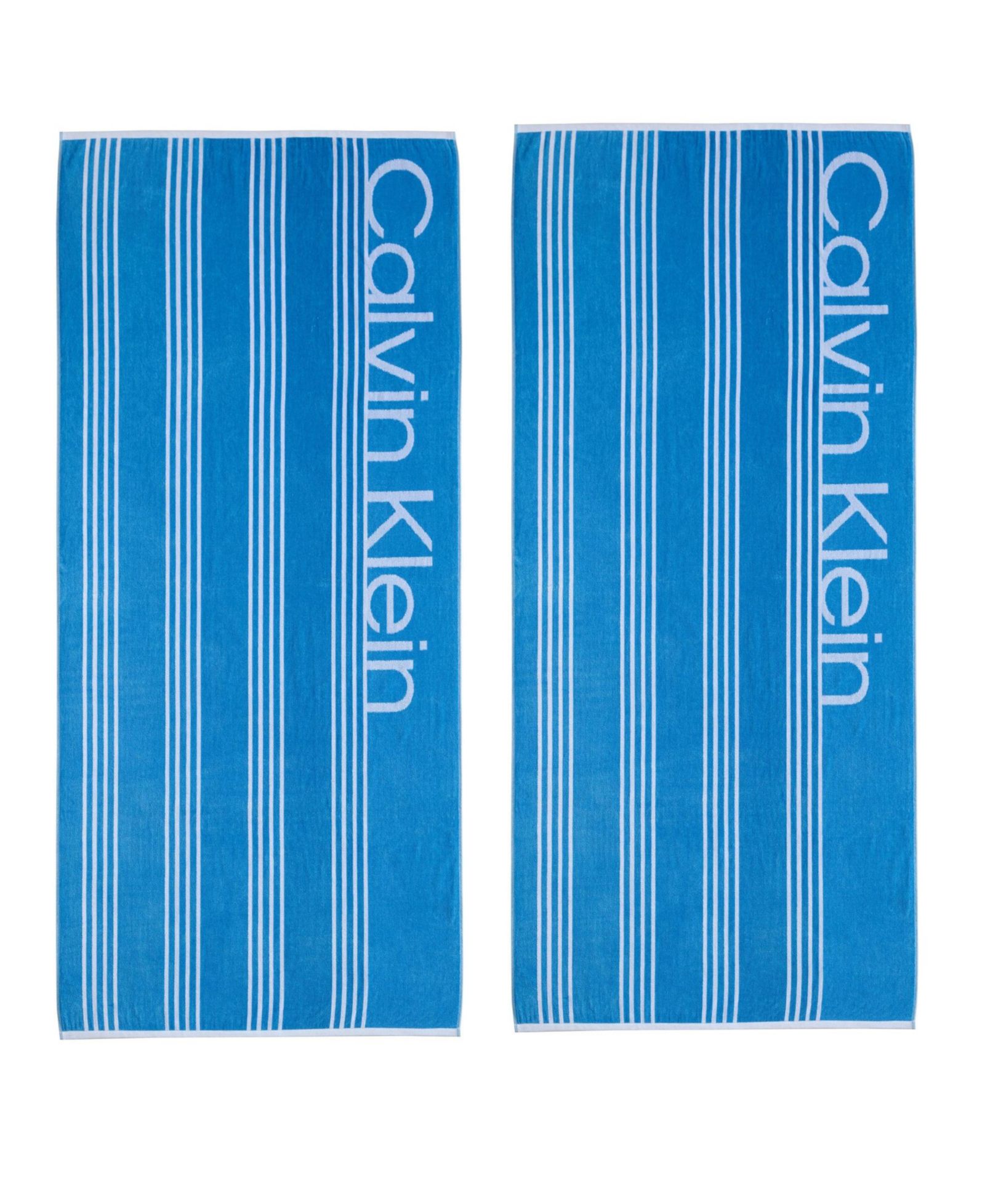 Calvin Klein Pinstripe Logo Cotton 2-Pc. Beach Towel Set, 70" x 40"