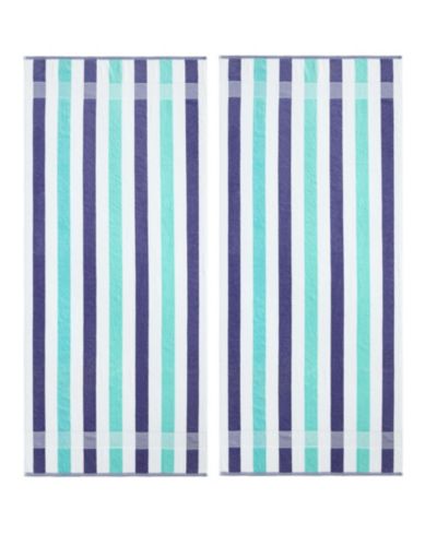 Calvin Klein Pop Color Stripe Cotton 2-Pc. Beach Towel Set, 70" x 40"