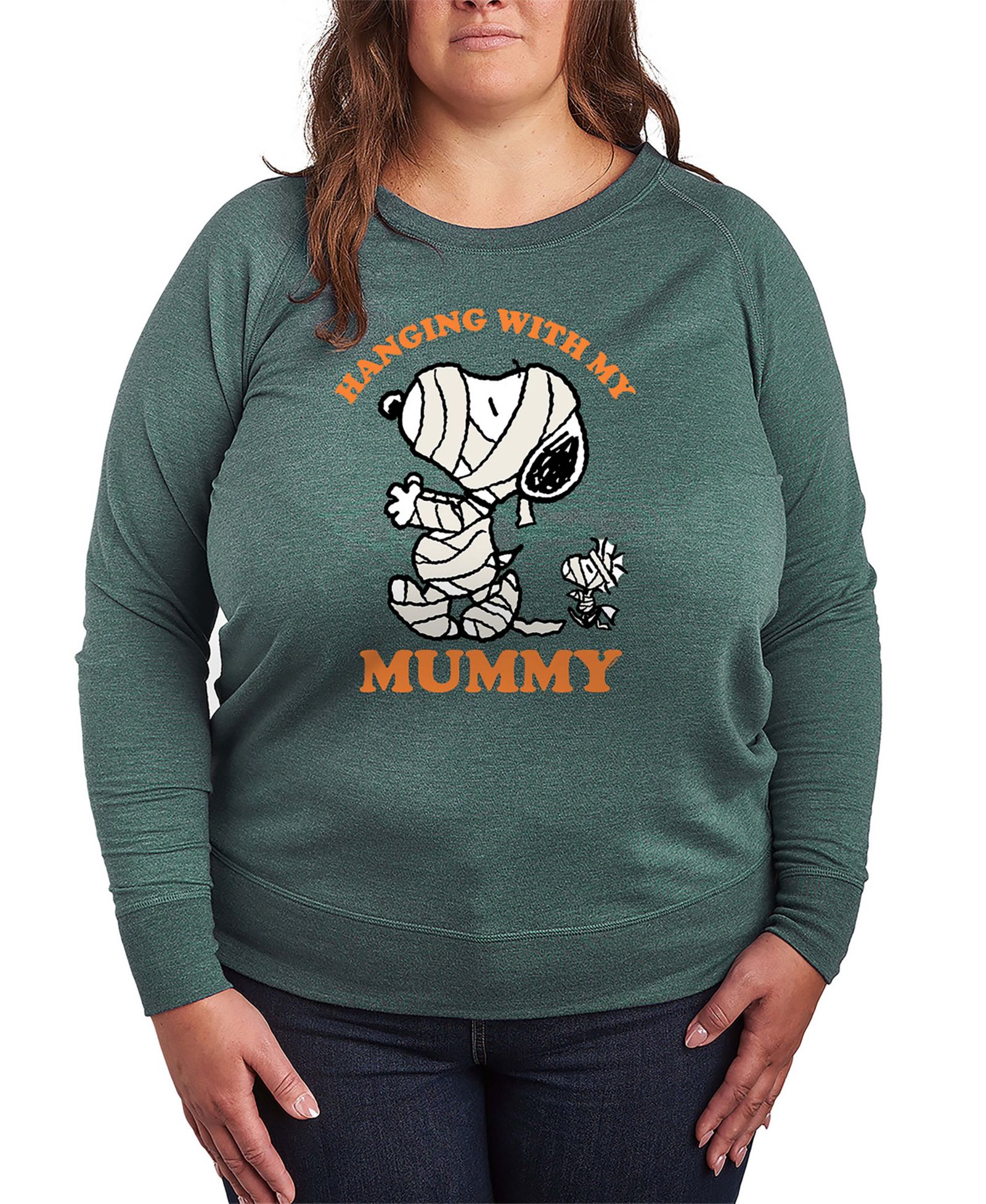 Hybrid Apparel футболка с длинным рукавом Halloween Woodstock and Snoopy Mummy French Terry Plus Size