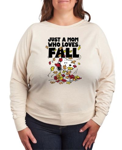 Hybrid Apparel Plus Size Snoopy Mom Who Loves Fall French Terry Long Sleeve T-Shirt