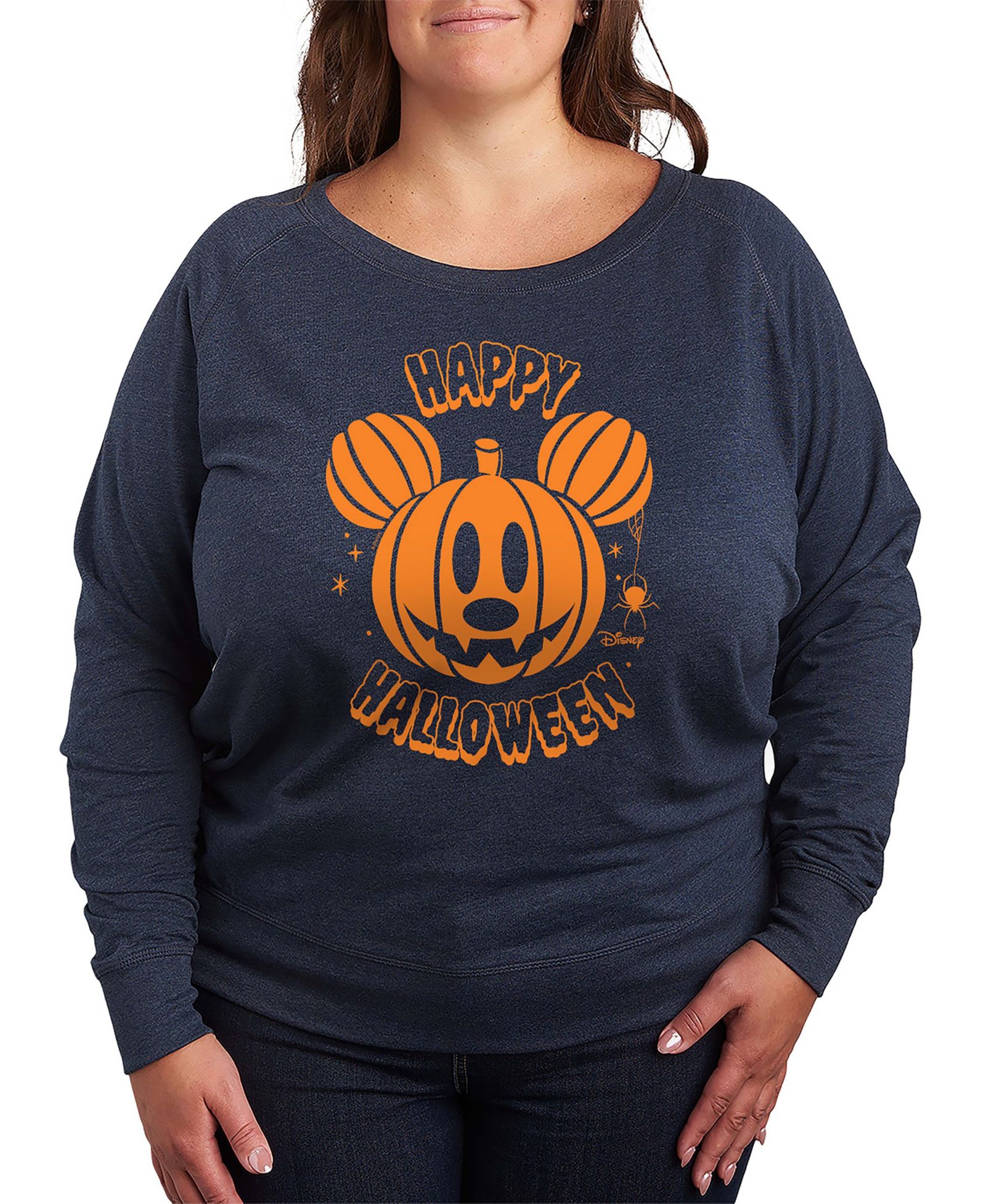 Мужская футболка Plus Size Hybrid Apparel Disney Happy Halloween Mickey Mouse из футера с длинным рукавом