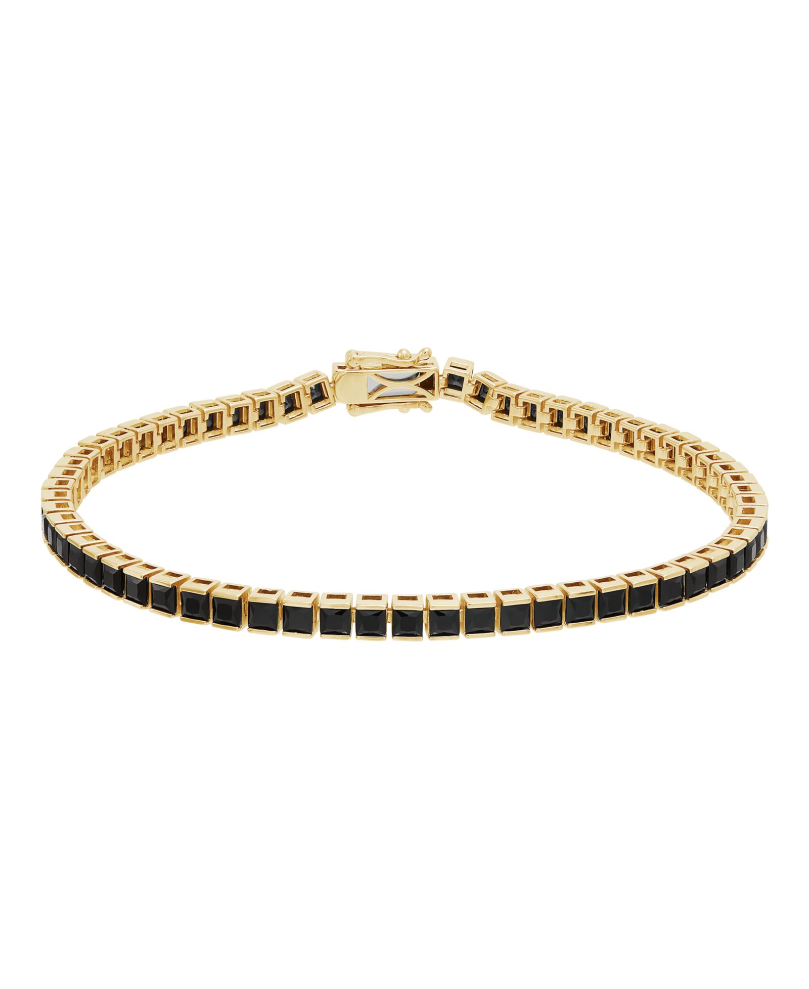Браслет Macy's Onyx в 14k Yellow Gold-Plated Sterling Silver