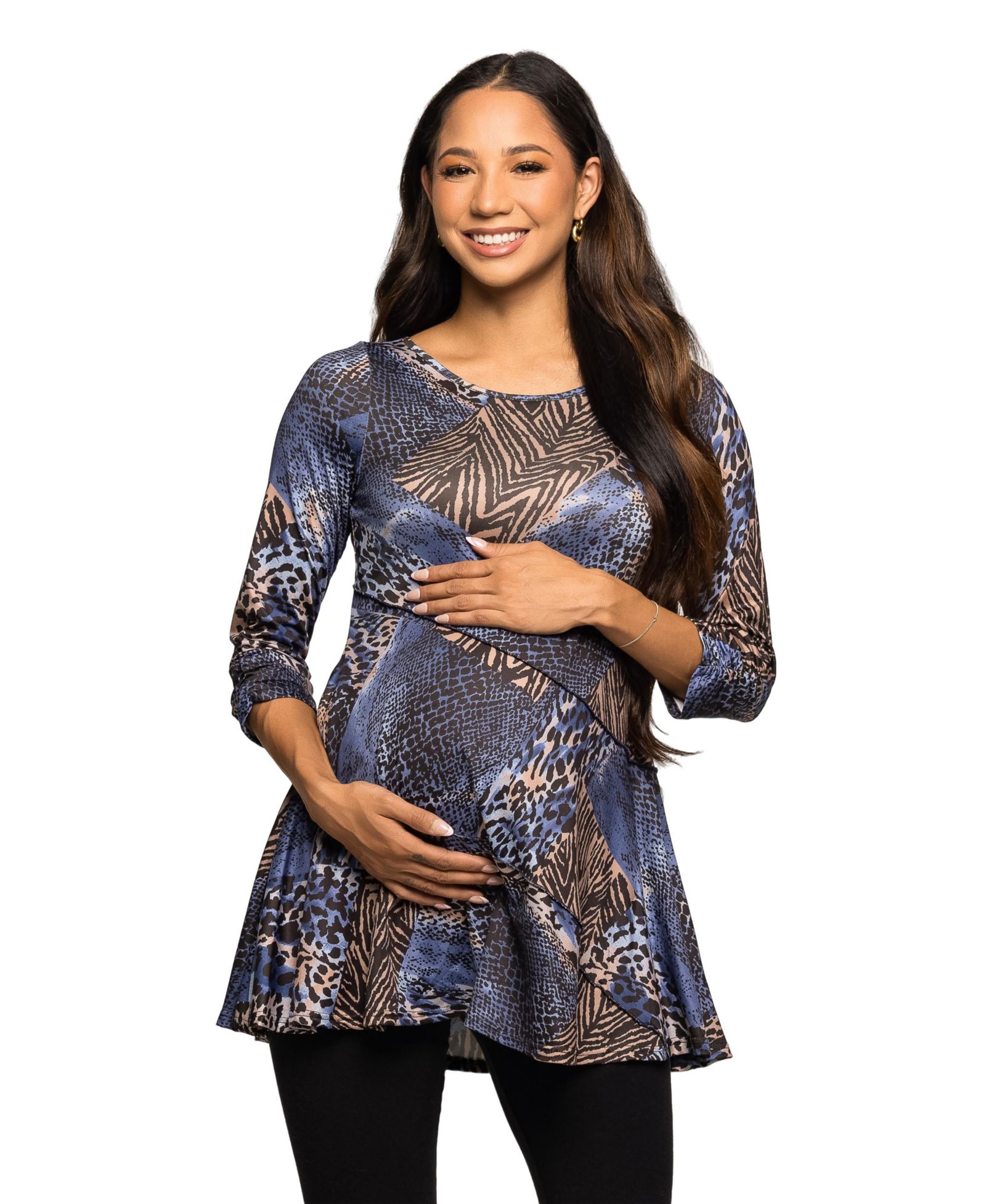 24seven Comfort Apparel Женский Maternity Three Quarter Sleeve Tunic Top