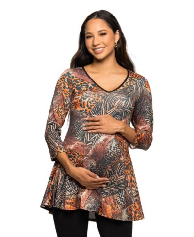 24seven Comfort Apparel Women's Maternity V Neck Tunic Top