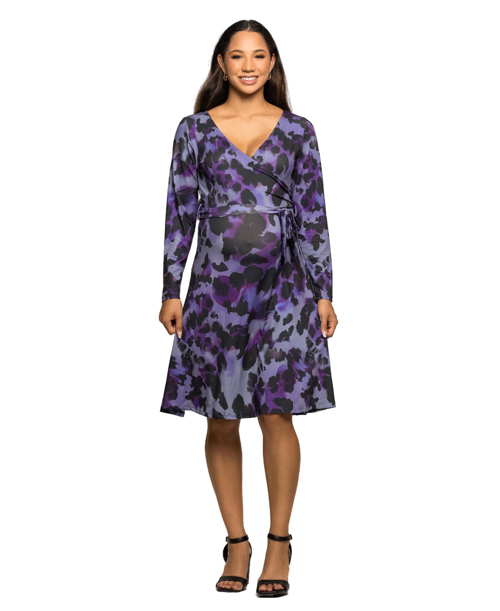 24seven Comfort Apparel Женский Maternity Long Sleeve Wrap Dress