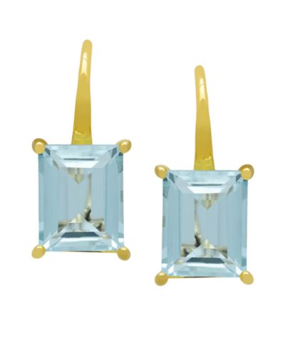 Macy's серьги-подвески с голубым топазом и изумрудом 6-3/8 ct. t.w. в 14k Gold Over стерлинговом серебре