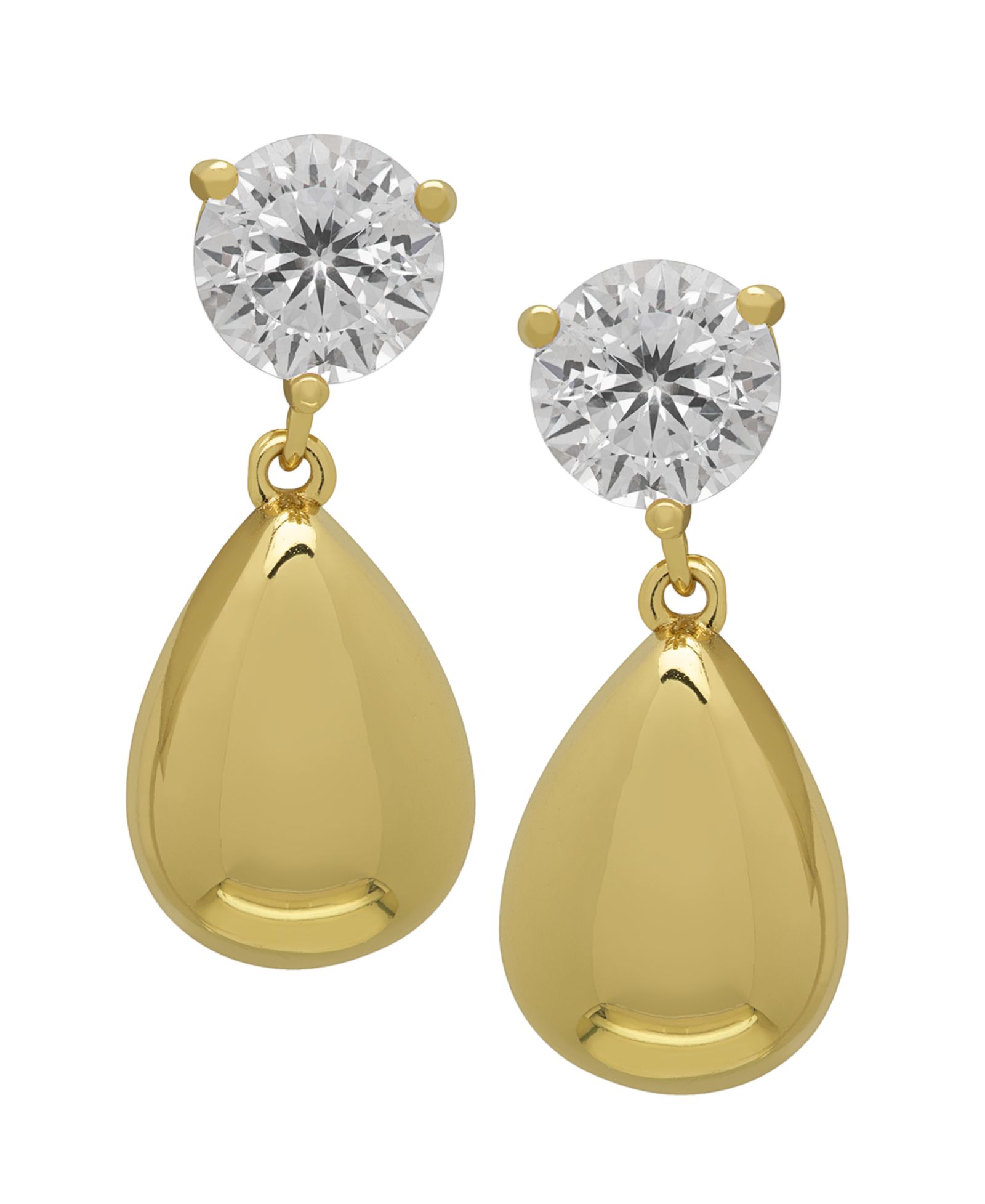 Macy's Lab Grown White Sapphire Pear Drop Earrings (3-1/5 ct. t.w.) in 14k Gold Over Sterling Silver