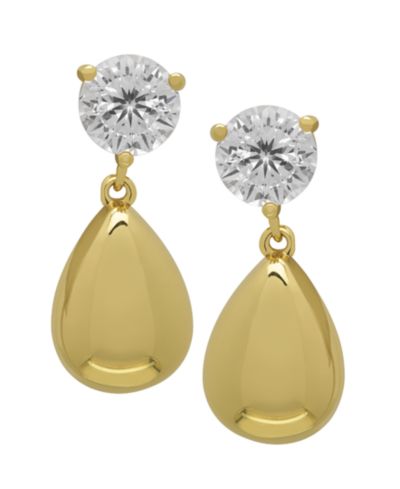 Серьги-капли с белым сапфиром Lab Grown (3-1/5 ct. t.w.) в золоте 14k поверх Sterling Silver